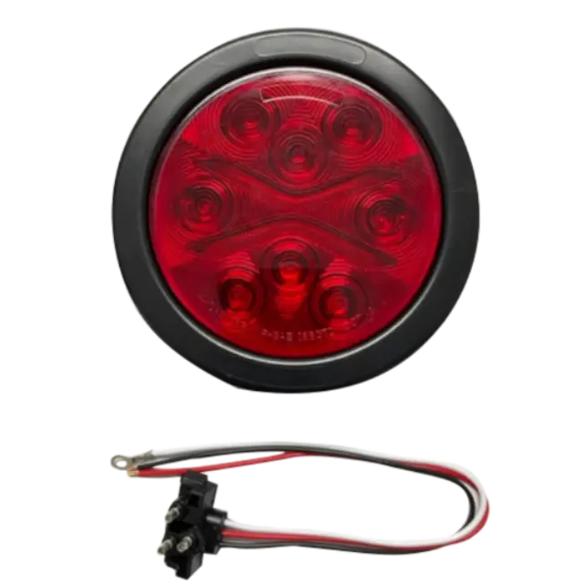 4" ROUND 12 LED RED STOP LAMP LIGHT GUIDE 12V icjtruckparts