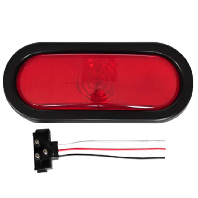 6" OVAL STOP TURN & TAIL LAMP RED WITH GROMMET AND PIGTAIL icjtruckparts