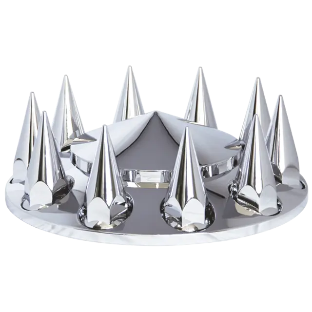 COVER WHEEL FRONT DIAMOND WITH THREADED NUT COVERS FOR RIM 20/22.5/24.5 IN ABS CHROME icjtruckparts