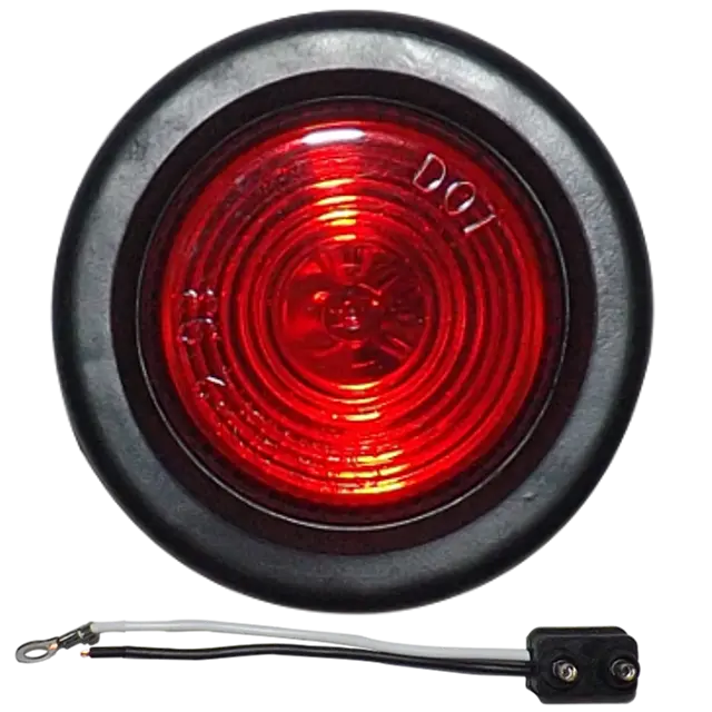 ROUND LAMP 2¨ RED SEALED CLEARANCE & MARKER LIGHT WITH GROMMET AND PIGTAIL icjtruckparts