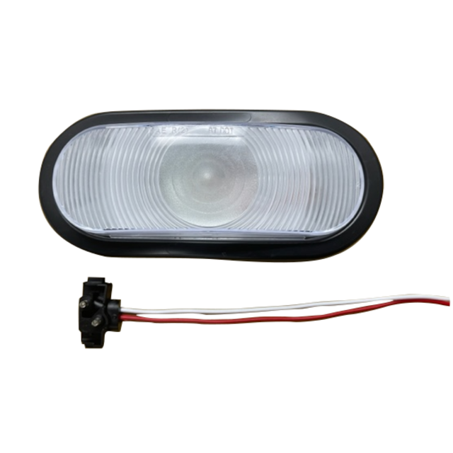 6" OVAL BACK LAMP WHITE WITH GROMMET AND PIGTEL BULB 12V