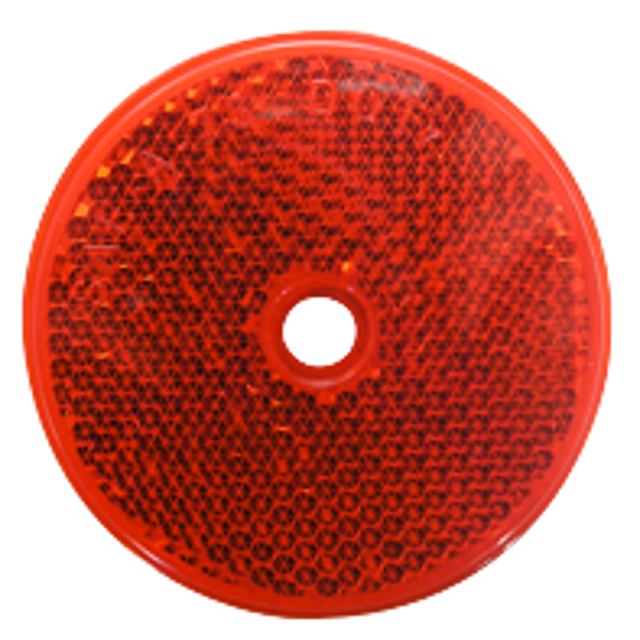 ROUND REFLECTOR RED CENTRAL BOLT ON