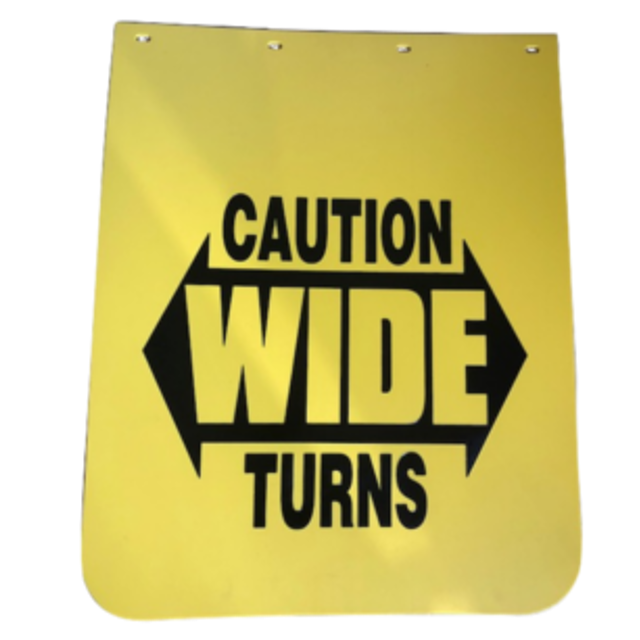 POLY MUDFLAPS YELLOW CAUTION 24X30 SAFE PASS