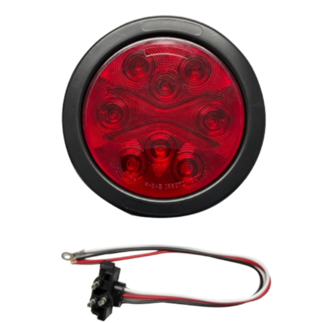 4" ROUND 12 LED RED STOP LAMP LIGHT GUIDE 12V