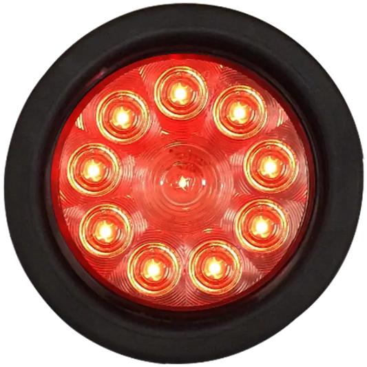 4" ROUND 10 LED STOP TURN & TAIL LAMP RED CLEAR LENS icjtruckparts