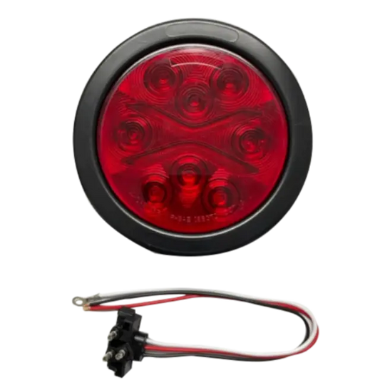4" ROUND 12 LED RED STOP LAMP LIGHT GUIDE 12V icjtruckparts