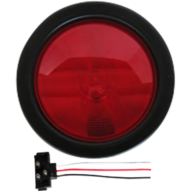 4" ROUND LAMP SEALED RED TURN & CLEARANCE LAMP WITH GROMMET AND PIGTAIL icjtruckparts
