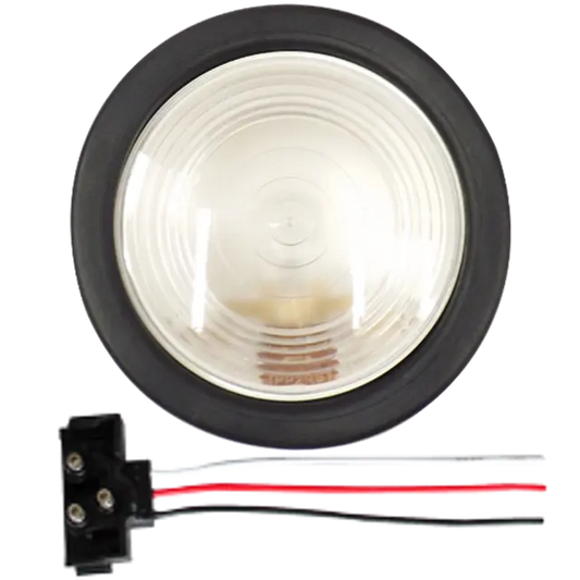 4" ROUND LAMP SEALED WHITE BACK UP WITH GROMMET AND PIGTAIL icjtruckparts