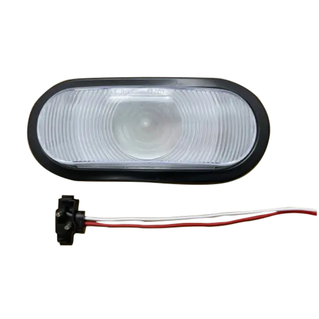 6" OVAL BACK LAMP WHITE WITH GROMMET AND PIGTEL BULB 12V icjtruckparts