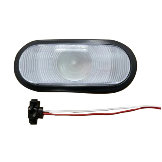 6" OVAL BACK LAMP WHITE WITH GROMMET AND PIGTEL BULB 12V icjtruckparts