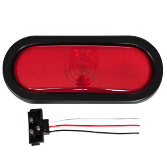 6" OVAL STOP TURN & TAIL LAMP RED WITH GROMMET AND PIGTAIL icjtruckparts
