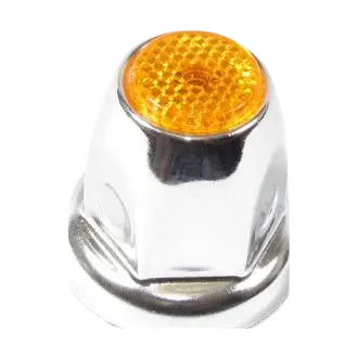 AMBER COLOR TOP REFLECTOR NUT COVER 33MM X 2-1/8" icjtruckparts