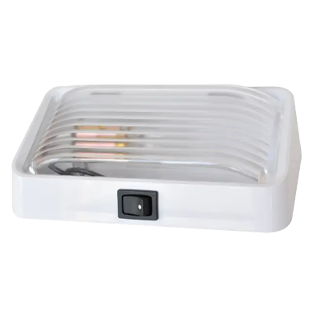 CAB INTERIOR RECTANGULAR DOME LIGHT WHITE HOUSING WITH ON-OFF SWITCH icjtruckparts