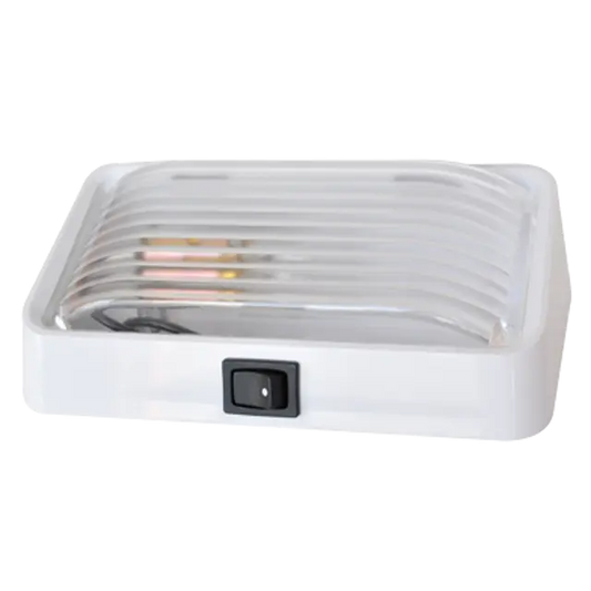 CAB INTERIOR RECTANGULAR DOME LIGHT WHITE HOUSING WITH ON-OFF SWITCH icjtruckparts