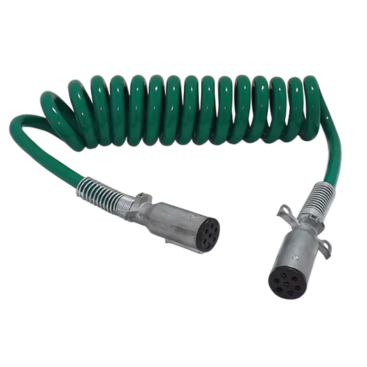CABLE COILED ELECTRICAL GREEN 7 WAY 12 FT icjtruckparts