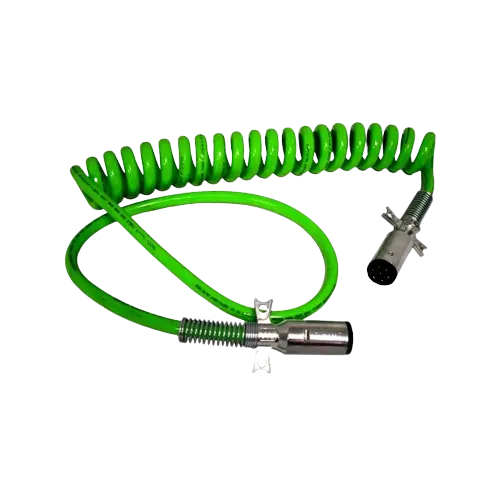 CABLE COILED ELECTRICAL GREEN 7 WAY 15 FT icjtruckparts