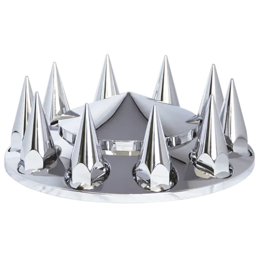 COVER WHEEL FRONT DIAMOND WITH THREADED NUT COVERS FOR RIM 20/22.5/24.5 IN ABS CHROME icjtruckparts
