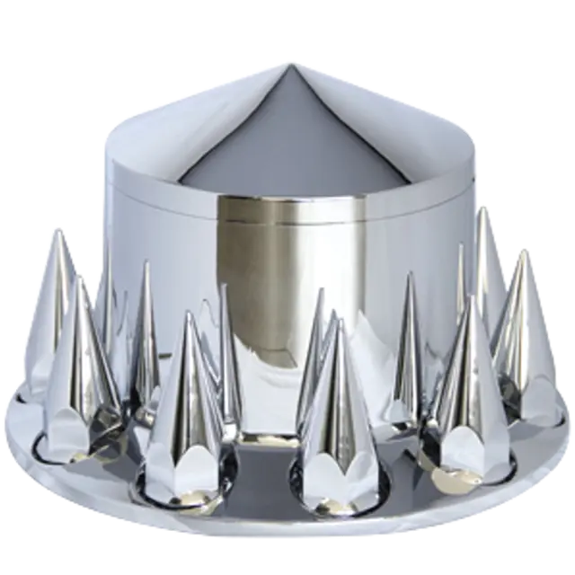 COVER WHEEL REAR DIAMOND WITH THREADED NUT COVERS FOR RIM 20/22.5/24.5 IN ABS CHROME icjtruckparts