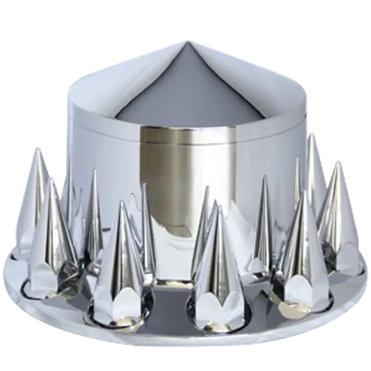 COVER WHEEL REAR DIAMOND WITH THREADED NUT COVERS FOR RIM 20/22.5/24.5 IN ABS CHROME icjtruckparts