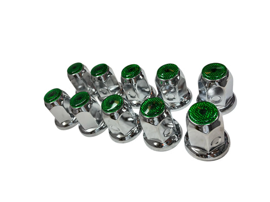 GREEN COLOR TOP REFLECTOR NUT COVER 33MM X 2-1/8" icjtruckparts