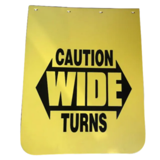POLY MUDFLAPS YELLOW CAUTION 24X30 SAFE PASS icjtruckparts