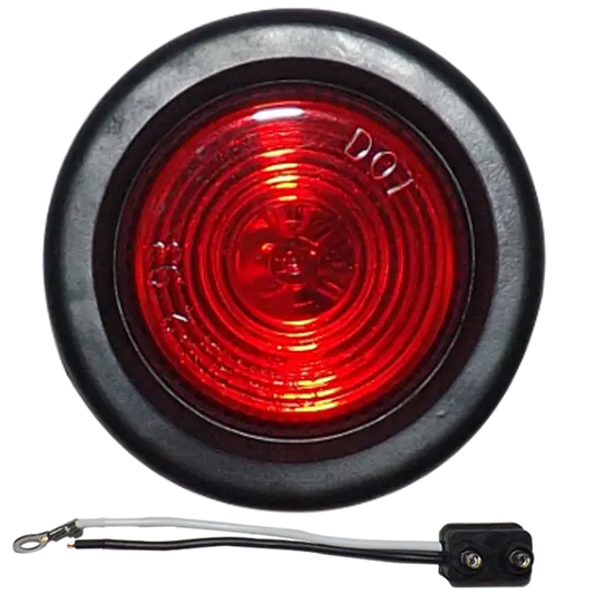 ROUND LAMP 2¨ RED SEALED CLEARANCE & MARKER LIGHT WITH GROMMET AND PIGTAIL icjtruckparts