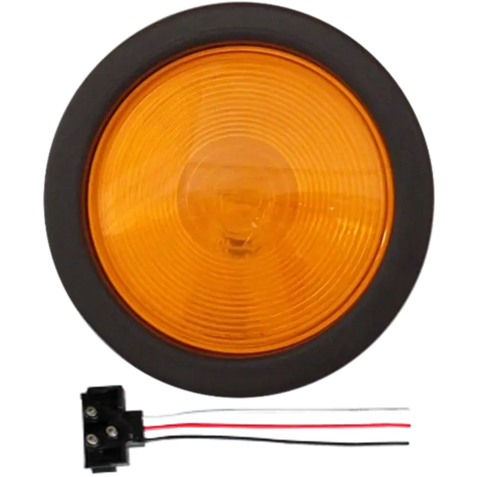 ROUND LAMP 4" SEALED AMBER PARK , TURN & CLEARANCE LAMP WITH GROMMET AND PIGTAIL icjtruckparts