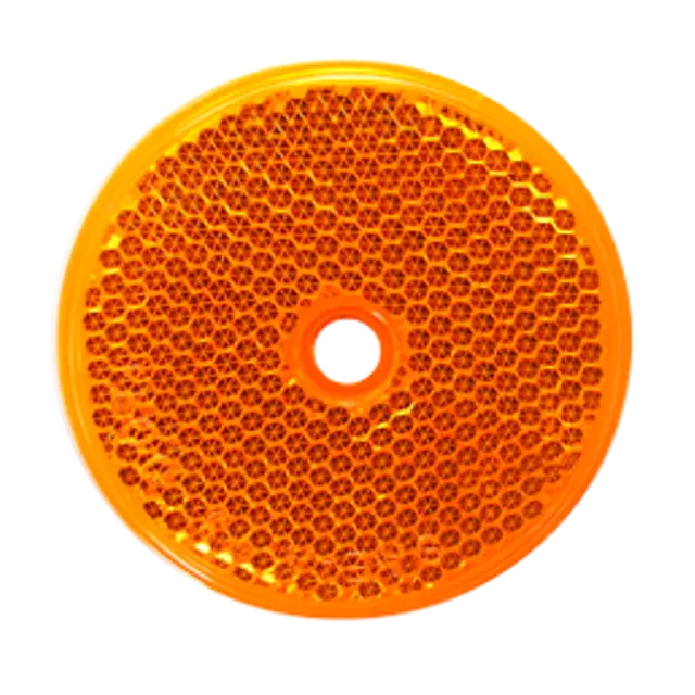 ROUND REFLECTOR AMBER CENTRAL BOLT ON icjtruckparts