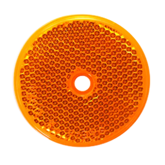 ROUND REFLECTOR AMBER CENTRAL BOLT ON icjtruckparts