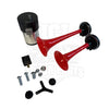 Universal Electromagnetic Horn SUPERLOUD Dual Air Horns 12 Volts Color Red / Chrome High Powered Compressor Fits Isuzu